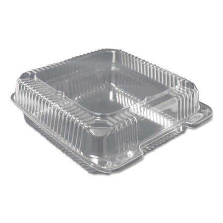DURABLE PACKAGING Plastic Clear Hinged Containers, 9 x 9, Clear, PK200 PXT900